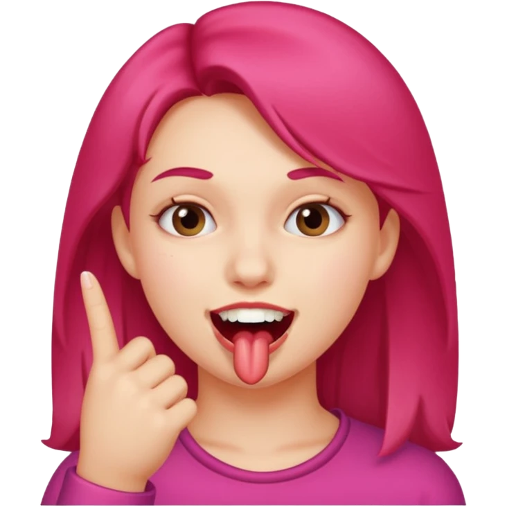 Girl biting finger with teeth only index finger emoji