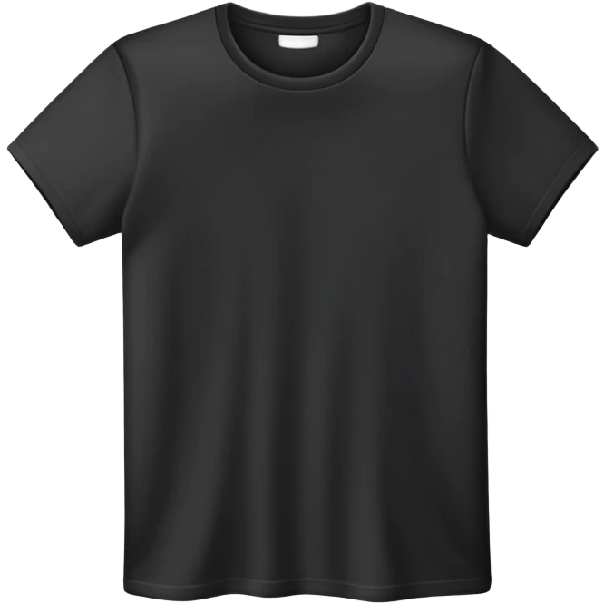 simple black t-shirt with round neck, flat layout, only the garment itself, no human form, plain clothing item on white background emoji