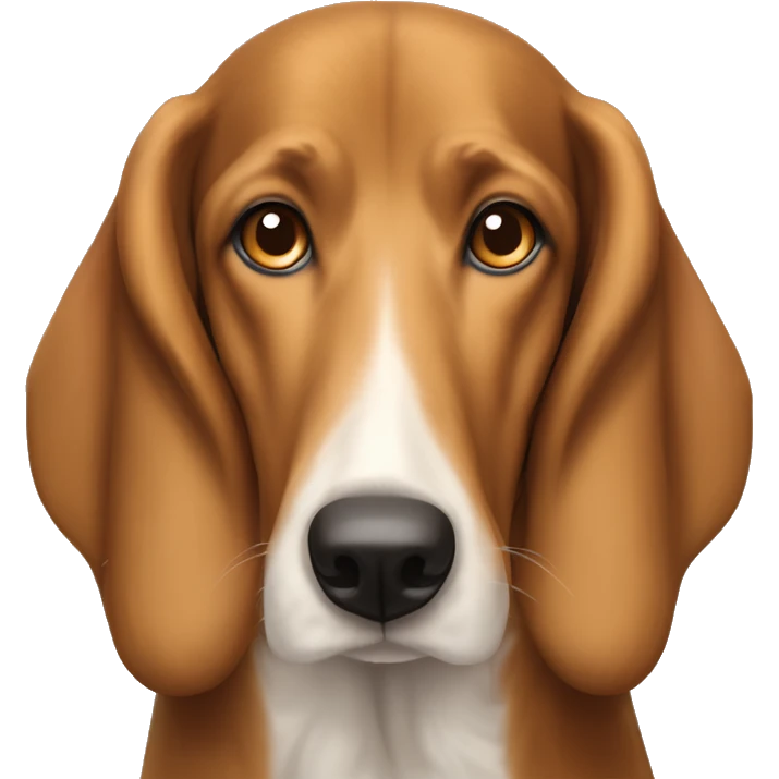 light brown coonhound mixed with a collie with a long nose and brown eyes emoji