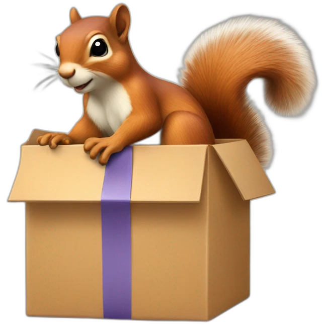 a squirrel holds a box with a ribbon in its paws emoji