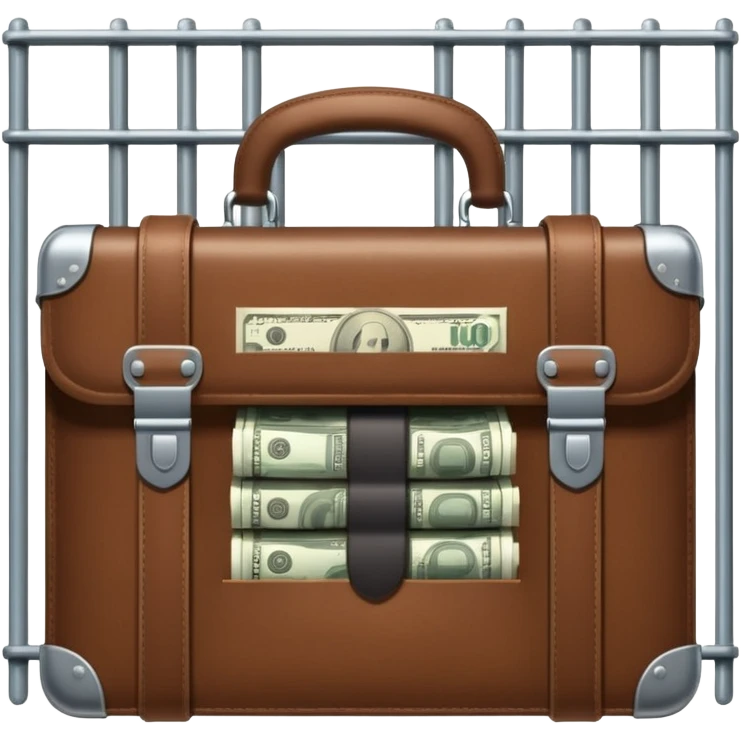 a briefcase with money behind prison bars emoji