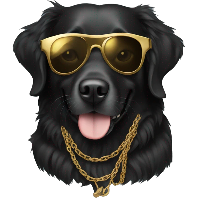 black australian retriever with gold chain and sunglasses  emoji