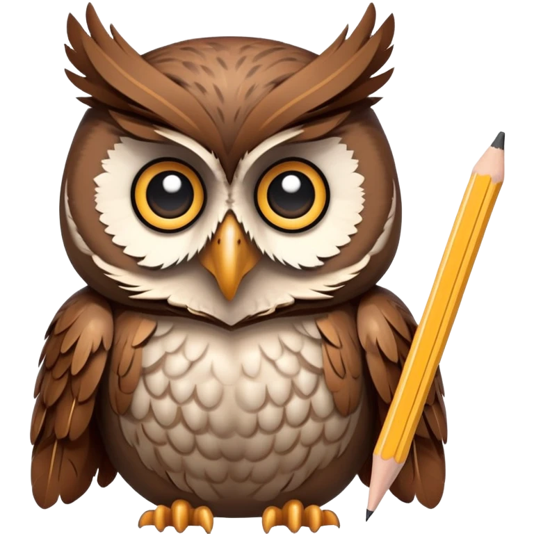 owl holding a drawing pencil emoji