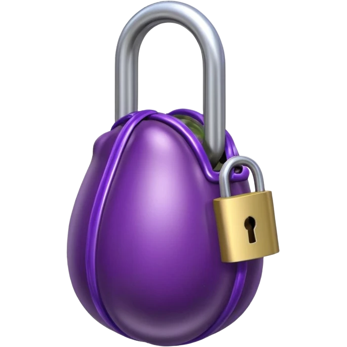 eggplant in chastity cage with padlock emoji