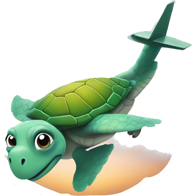 A turtle flying out if airplane emoji
