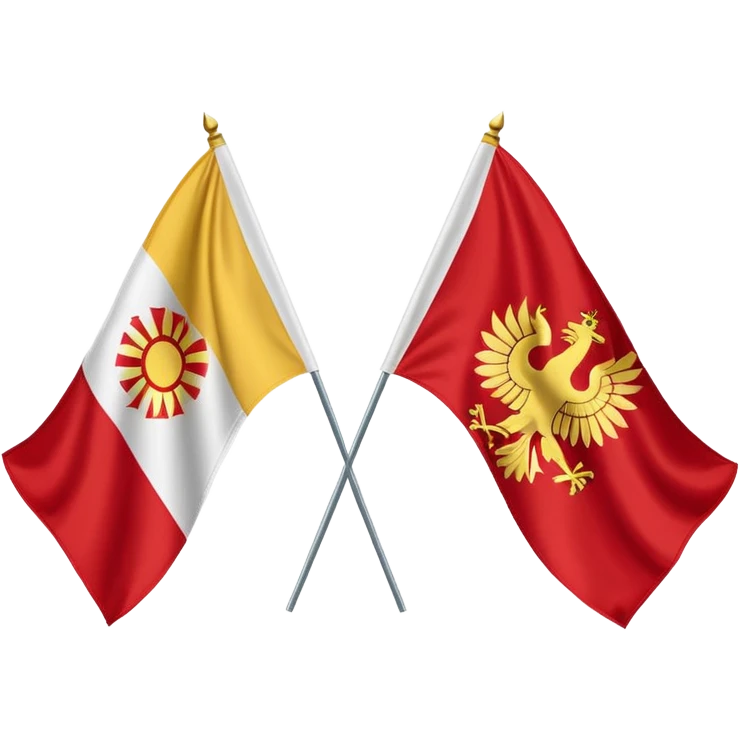 a flat flag that is split down the middle of half the polish flag and half the macedonian flag emoji