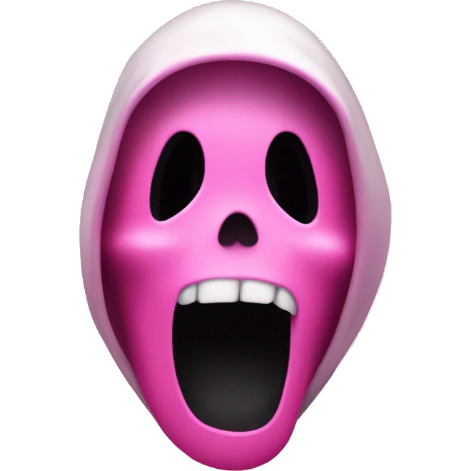 ghostface from scream scary movie in shades of pink with an open screaming black mouth hole emoji
