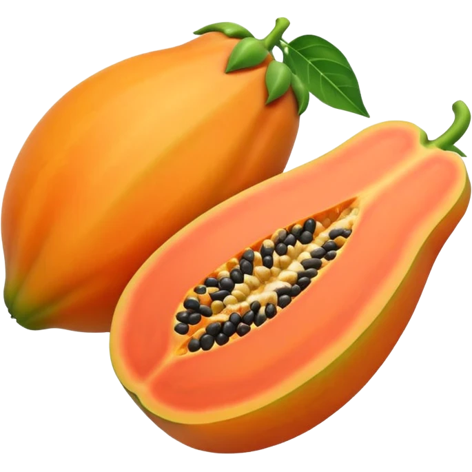 papaya fruit with leaf emoji