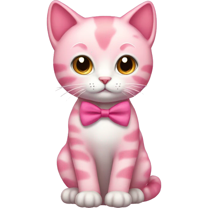 pink cats boy lovers with bow cute  emoji