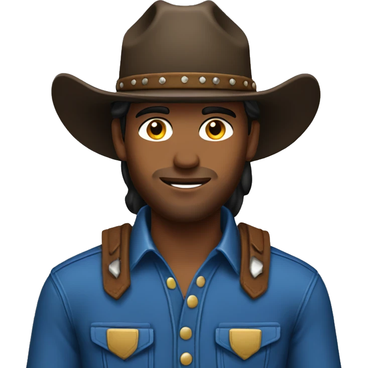 Brunette cowboy wearing blue emoji