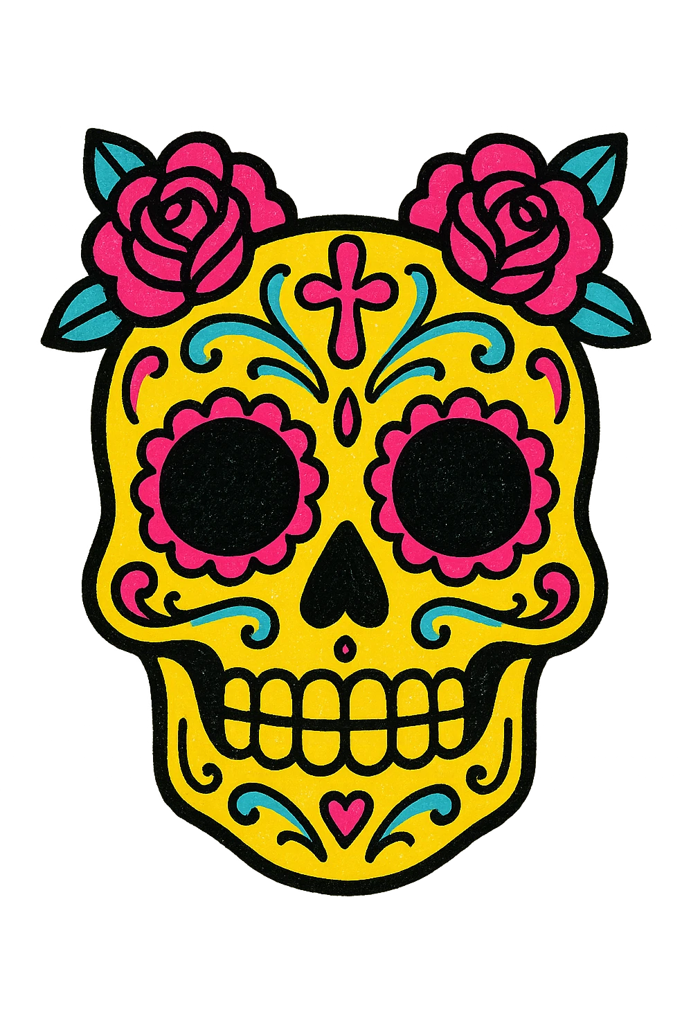 elegant sugar skull with intricate patterns and roses, traditional Mexican style emoji