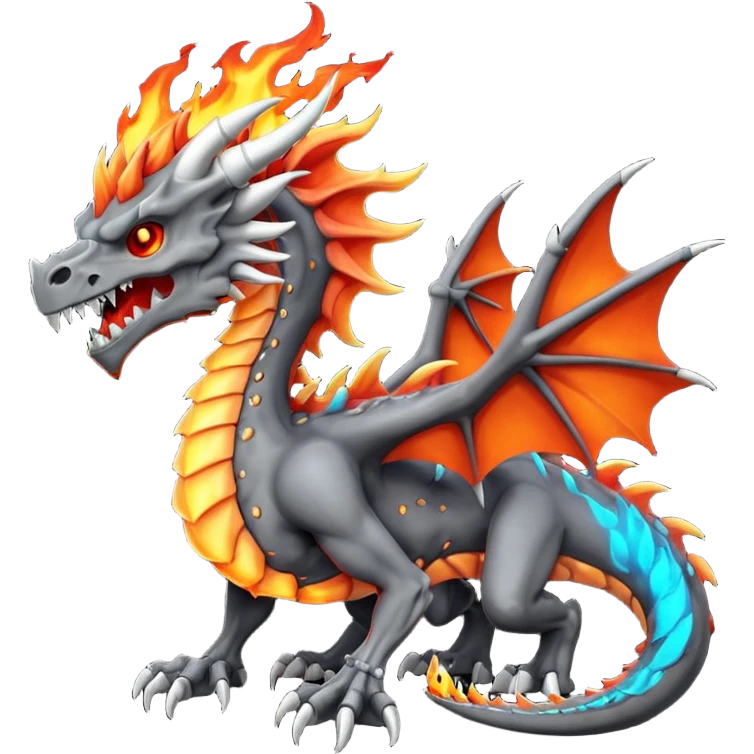 Skeletal Fiery Volcanic Cubone-Salandit-Marowak-Duskull-dragon with a flame-mane-Mohawk emoji