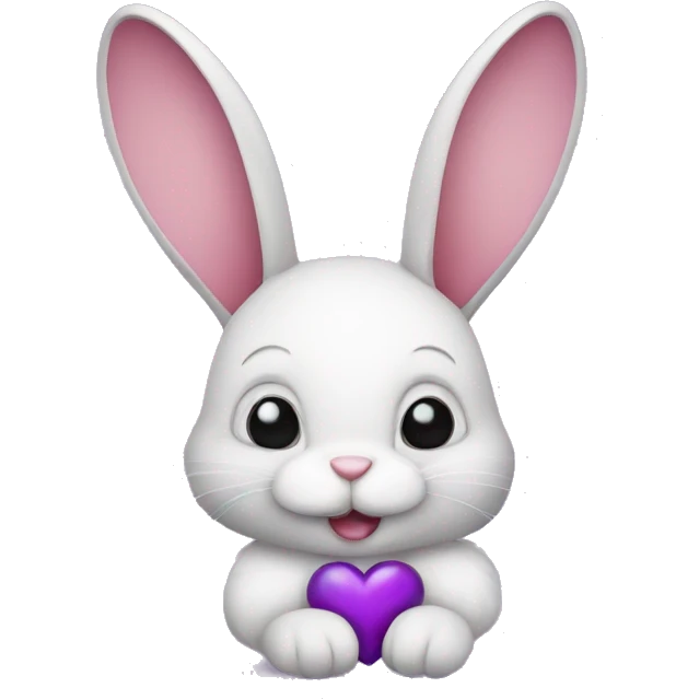 lovely rabbit and Purple Hearts emoji