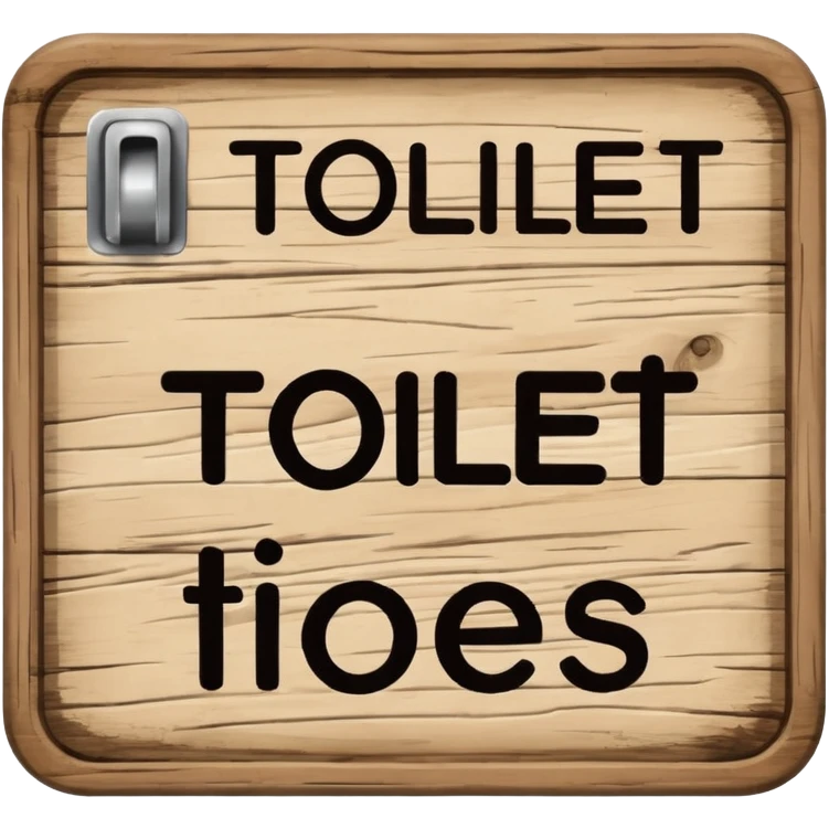 Wooden sign, toilet emoji