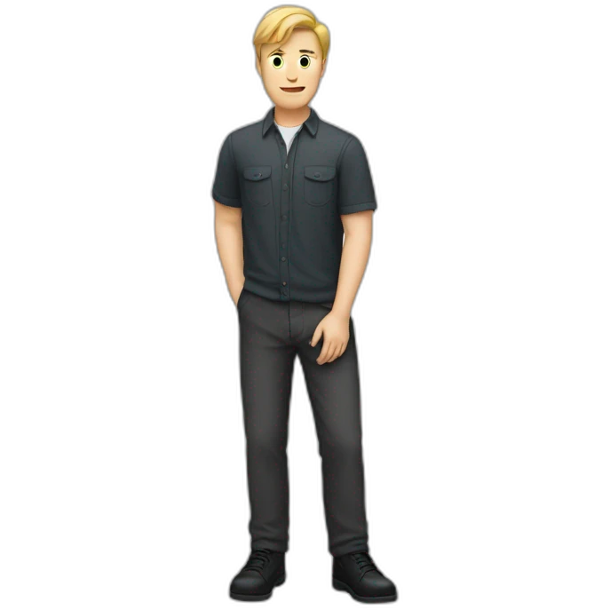 white guy standing, black shoes emoji