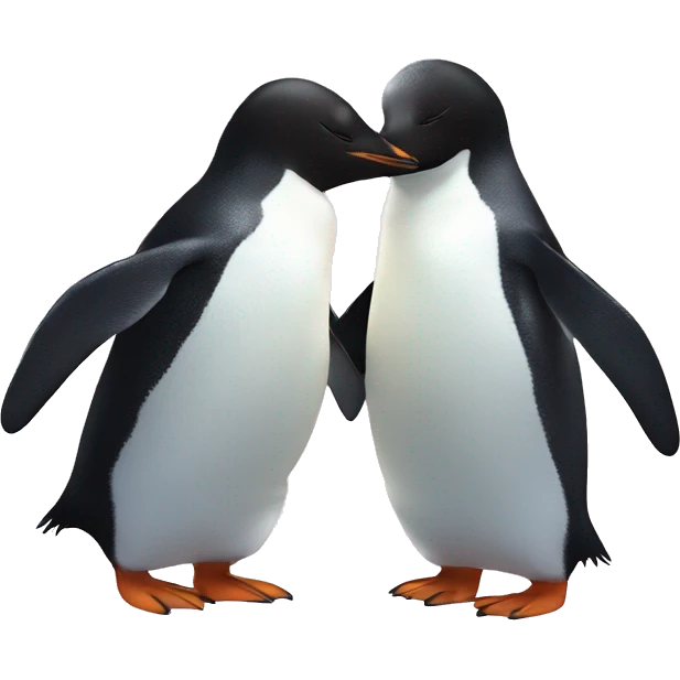 male penguin and female cute fluffy penguins holding hands  emoji