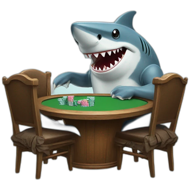 Shark playing poker sat at a table emoji