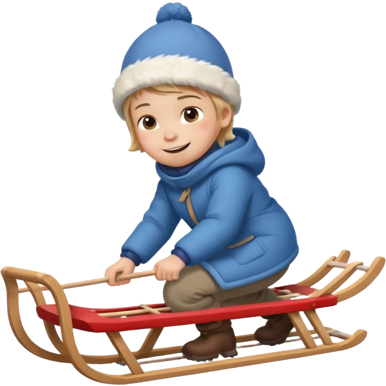child pulling sled in snow emoji
