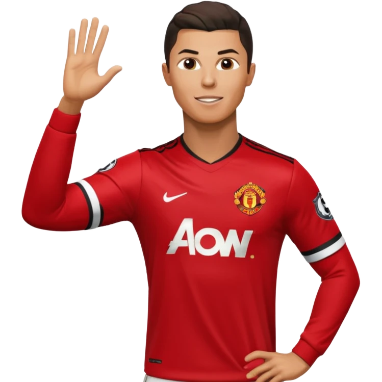 Cristiano Ronaldo doing his iconic suii celebration in a Manchester united jearsy emoji
