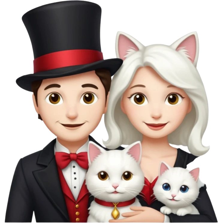magician couple and their pet cat emoji