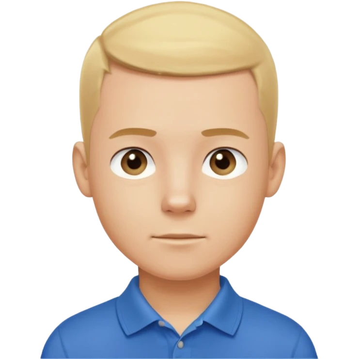 emoji of a young gentleman, buzz cut blonde hair, wearing a polo shirt, confident expression emoji