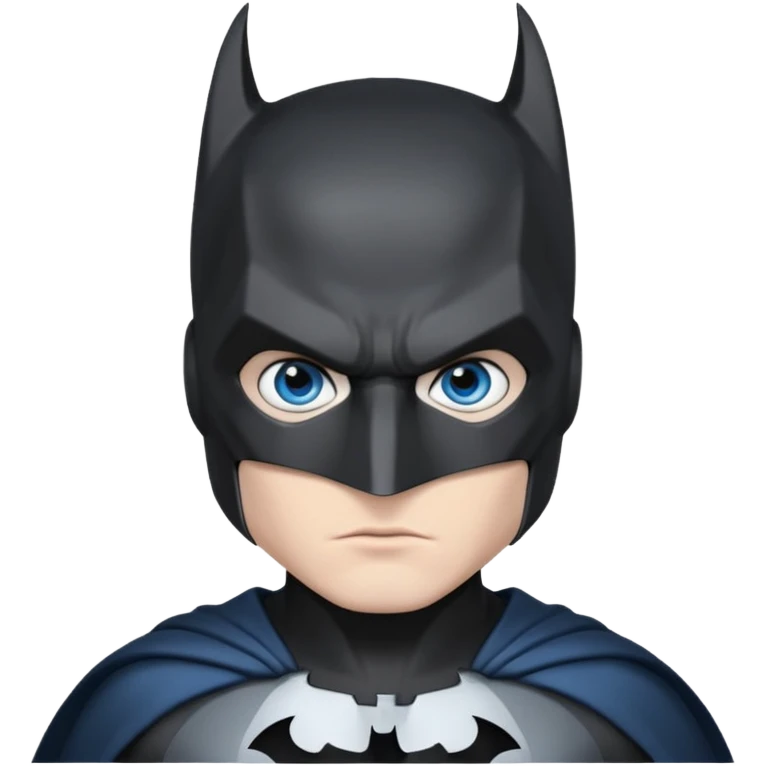 Batman with blue eyes, black and gray outfit emoji