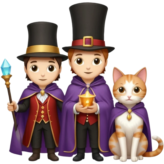 magician couple and their pet cat emoji