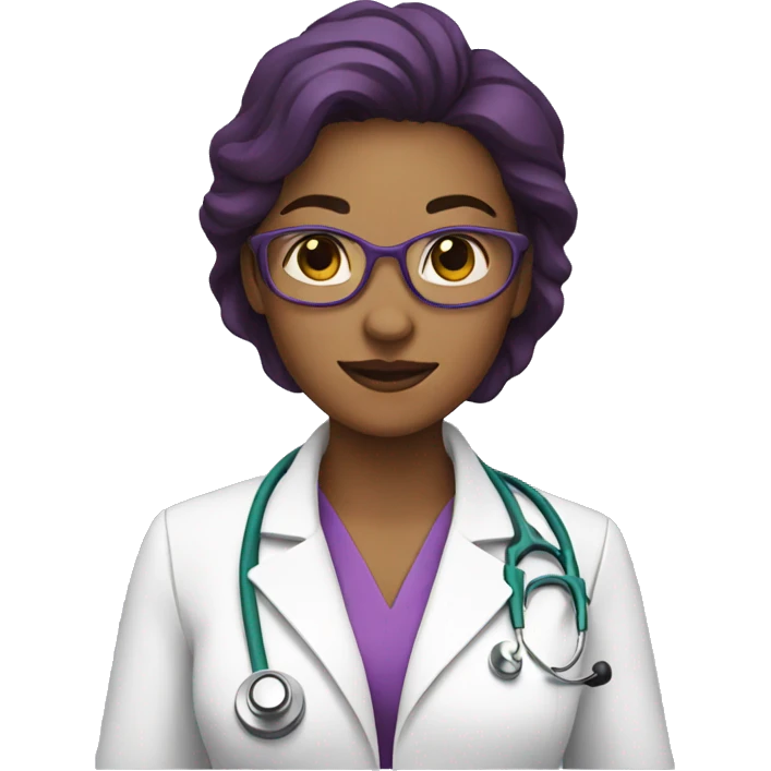 Female doctor with purple grape emoji