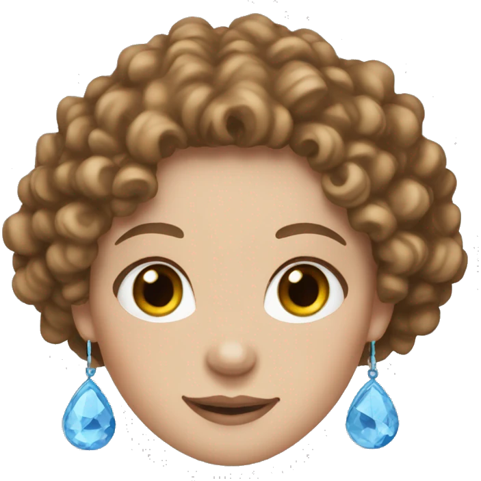 white girl brown curly hair blue eyes and hoop earrings emoji