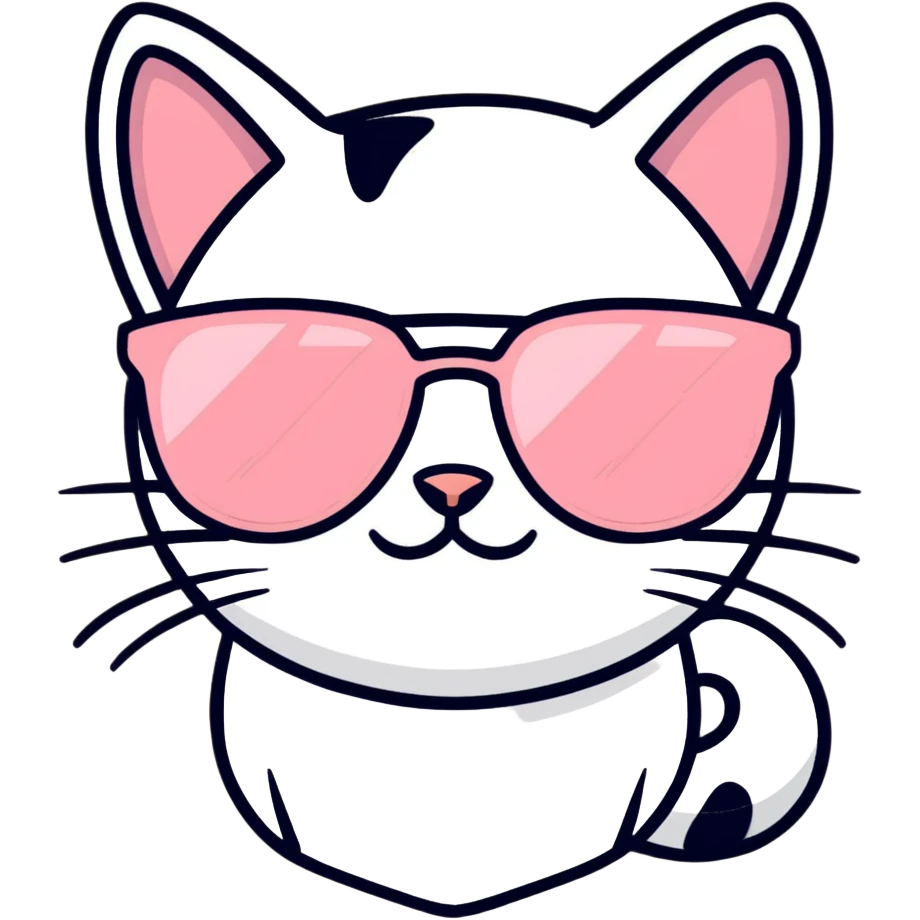 Pink Cat head with sunglasses he is cool emoji