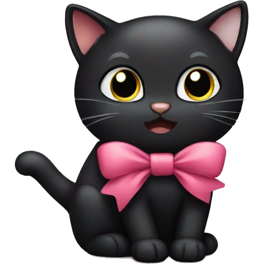 black cat with bow emoji