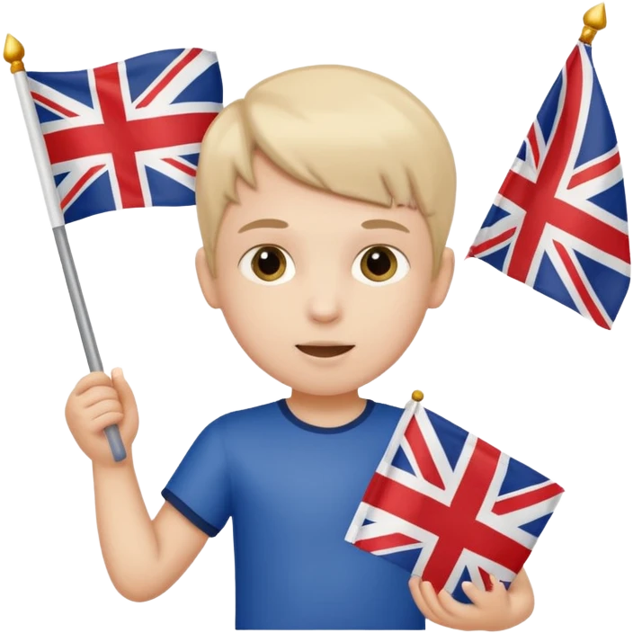 A child holding the English flagage in his right hand emoji
