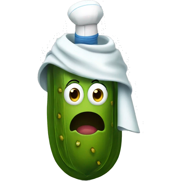 pickle with medical gown surprised emoji
