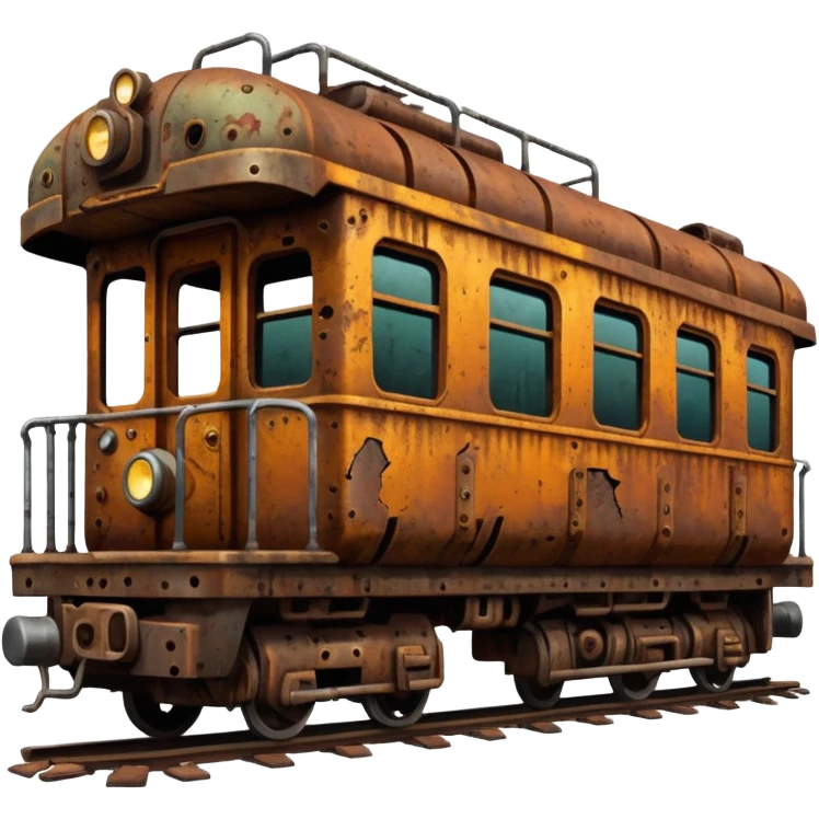 Front of a zombie-faced post-apocalyptic underground train. emoji