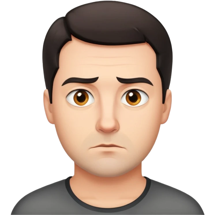 German man with short dark hair, serious expression emoji