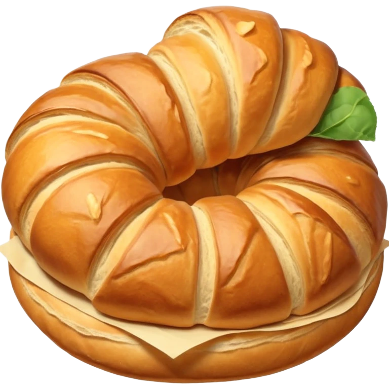 meat.A group of baked goods: a round bread roll beside a small croissant on a warm golden background. emoji