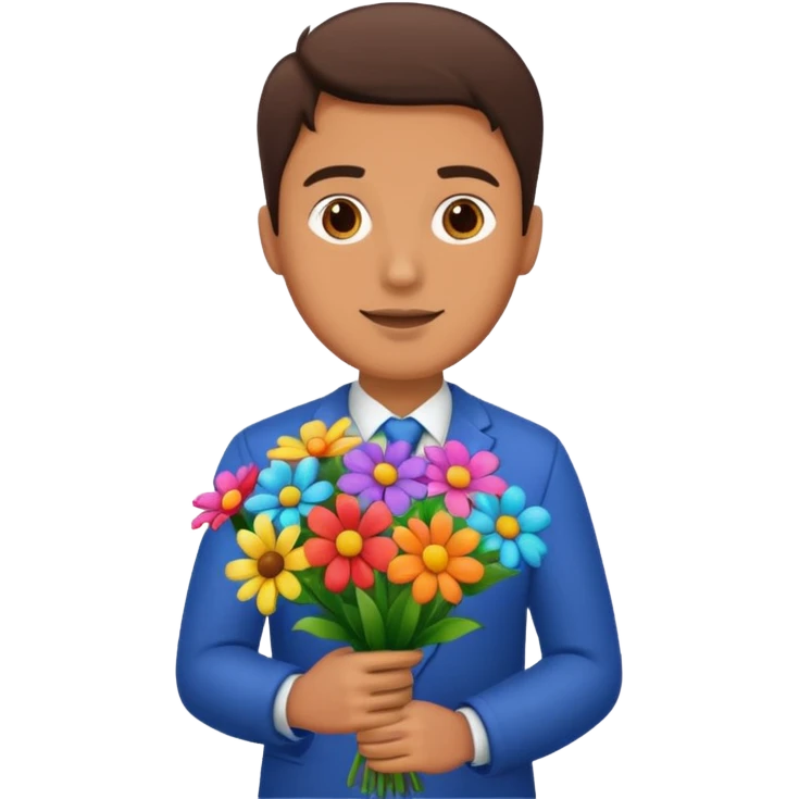 man flower-holding person bouqet emoji