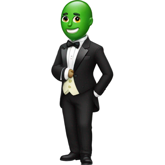 green pee wearing tuxedo emoji
