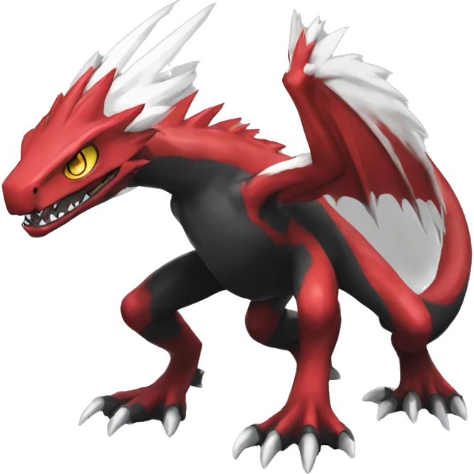  Cool Edgy Black Red White Digimon-Fakemon-Reptile full body emoji