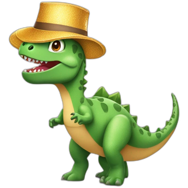 Dinosaure chapeau fête confettis emoji