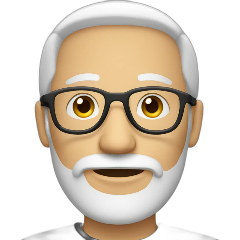 White Bearded man with rounded glasses emoji