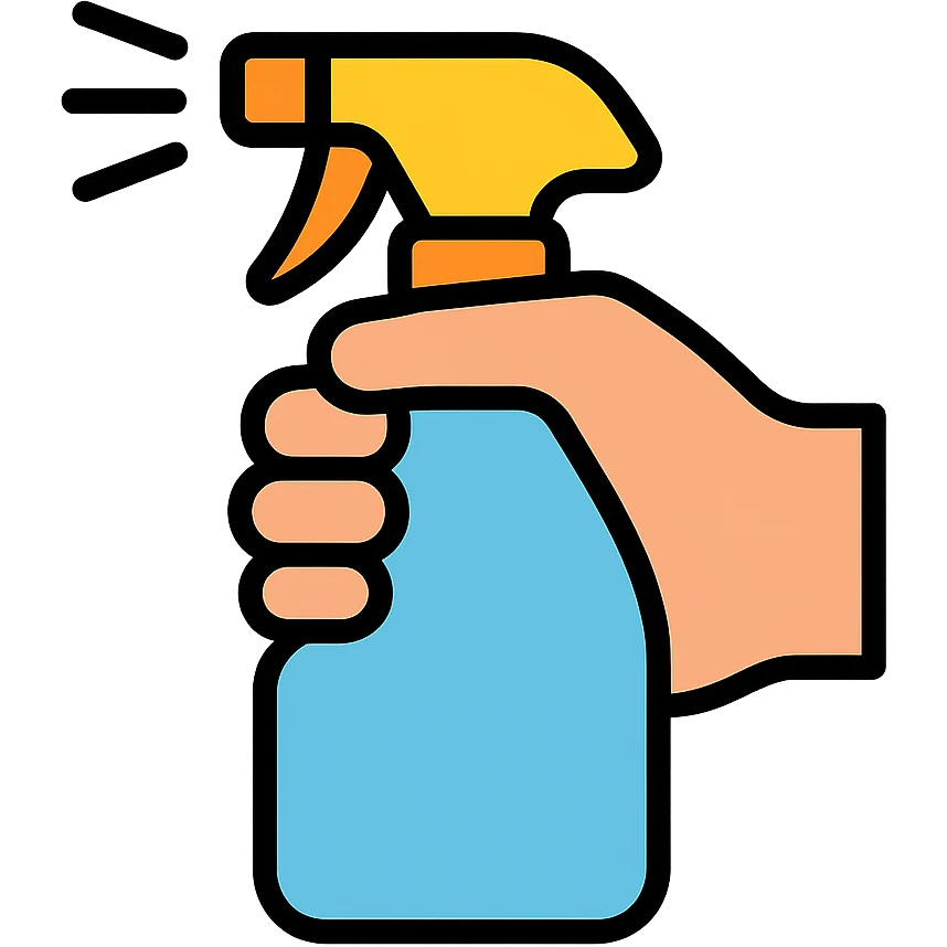 a hand using a spray bottle emoji
