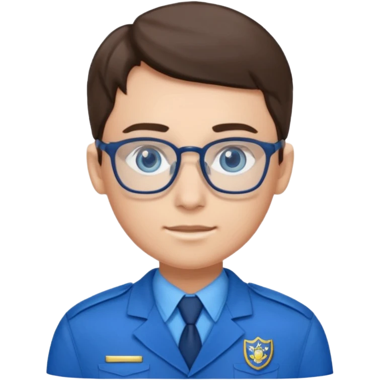 Generate from my photo blue eyes with glasses wearing care blue uniform emoji