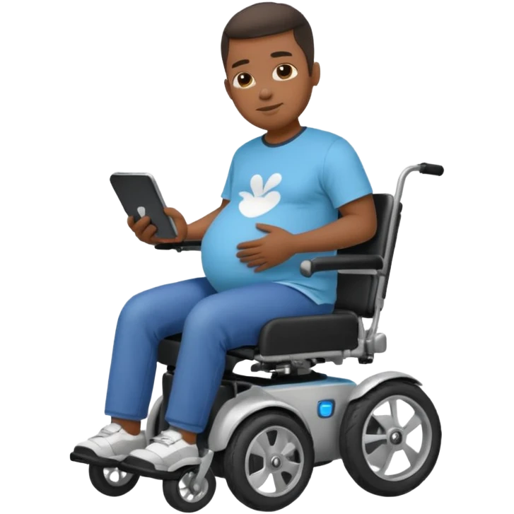 black pregnant man on motorized wheelchair emoji