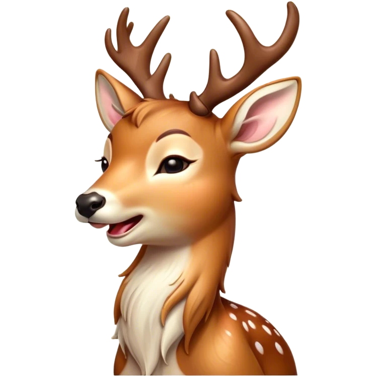 Cinematic Cute Yawning Deer Portrait Emoji, Head tilted slightly with a dramatic, wide-open yawn, revealing a soft, dappled coat and elegantly drooping ears, eyes barely open in drowsy contentment, Simplified yet irresistibly adorable features, highly detailed, glowing with a soft, cozy glow, high shine, relaxed yet expressive, stylized with a touch of natural whimsy, bright and endearing, soft glowing outline, capturing the essence of a sleepy yet affectionate deer, so drowsy it feels like it could stretch right out of the screen and curl up for a nap! emoji