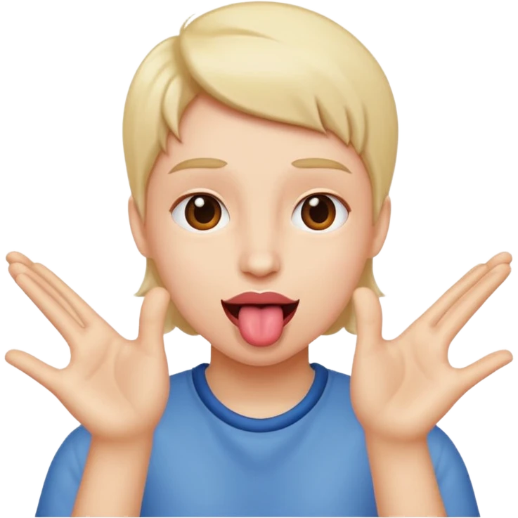 Tongue out with hands to the side emoji