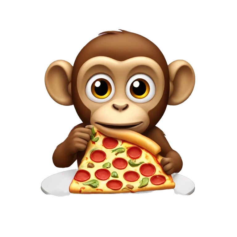 a monkey eating pizza emoji