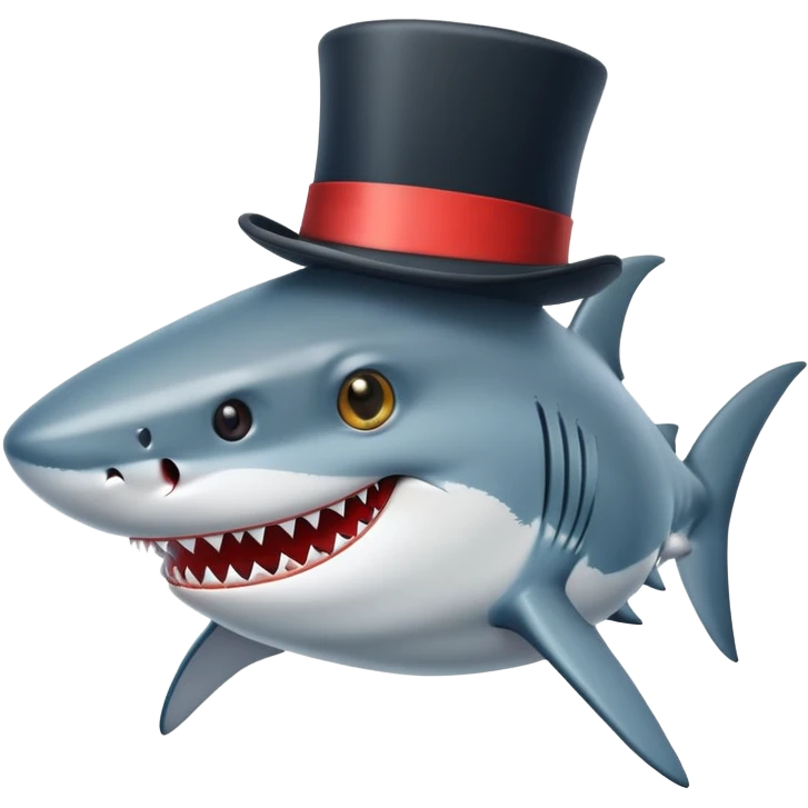 Shark with a top hat emoji