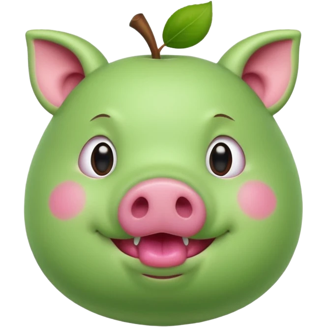 green pig with an apple in it's mouth emoji