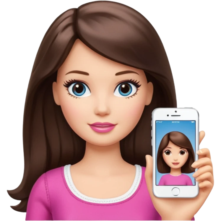 Beautiful Barbie brunette hair. White skin emoji